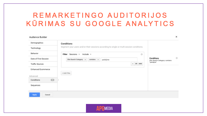 remarketingo auditorijos kurimas su Google Analytics